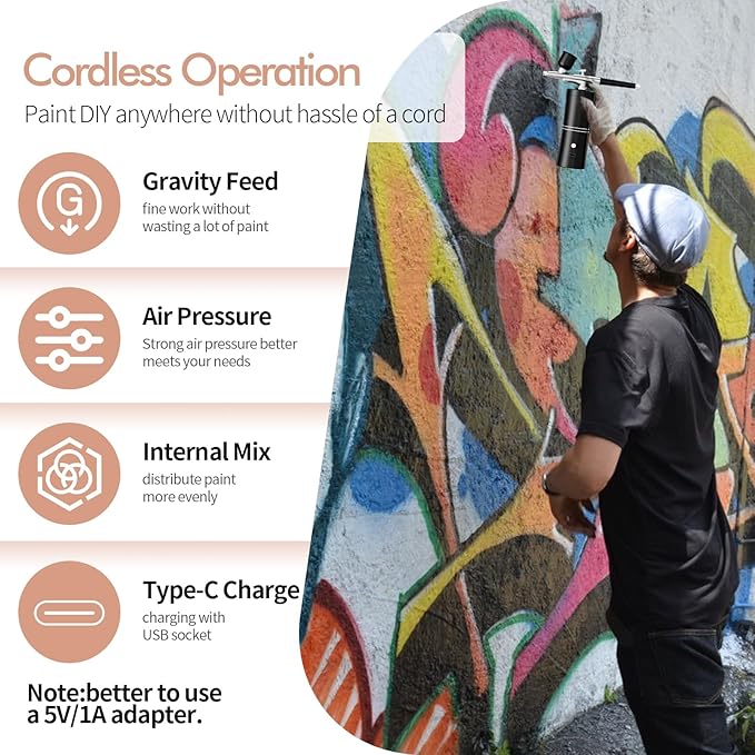 Airbrush Kit Portable Airbrush Air Brush Kit with Air Compressor Airbrush for Nails Airbrush Compressor High Pressure Nail Airbrush Machine Handheld Mini Air Brush Kit (Black)