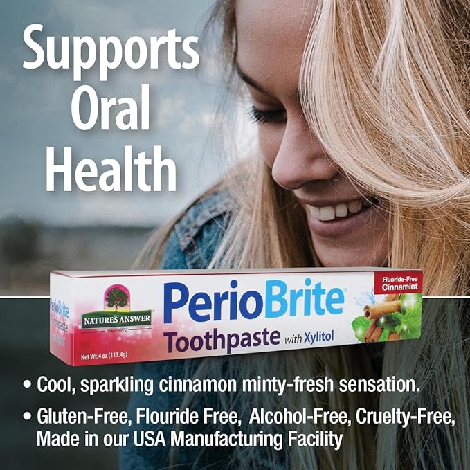 Nature's Answer Periobrite Natural Toothpaste, Cinamint, 4 Ounce, ( 3 Pack ) | Natural Teeth Whitening | Fresh Breath | Stain Removal Naturally