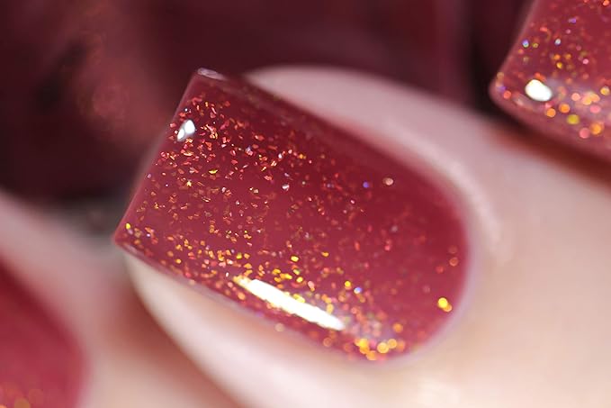 ILNP Cross My Heart - Crisp Rustic Red Holographic Jelly Nail Polish