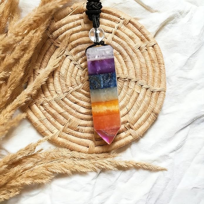 7 Chakra Necklace - Healing Stones Jewelry, Energy Balance & Energy Absorbing Necklace for Adults, Meaningful Chakra Gifts