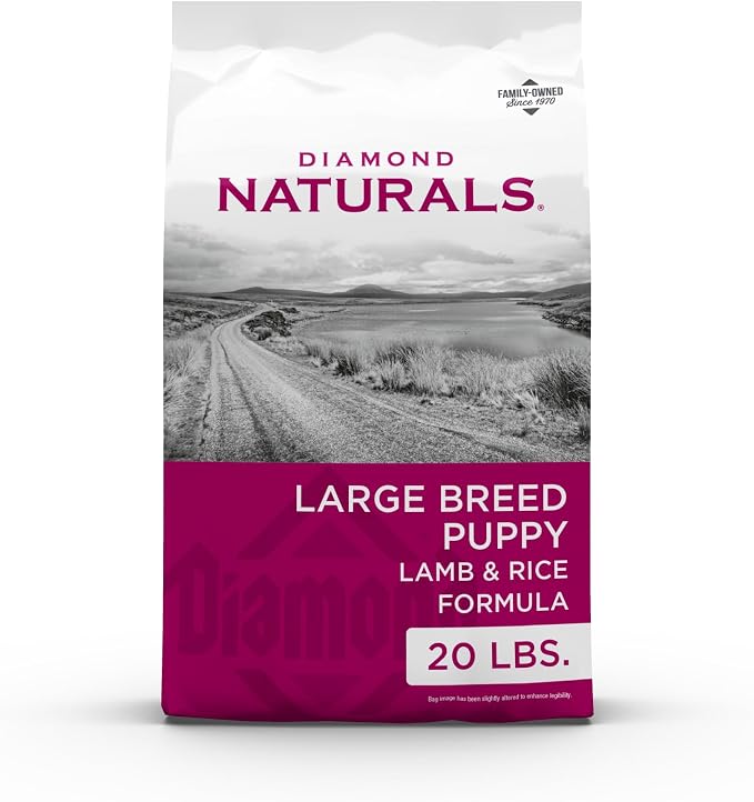 DIAMOND NATURALS Large Breed Puppy Dry Dog Food, Lamb & Rice, 20lb | Puppy, Adult & Senior Dogs | Nutrient Levels to Fuel Larger Growing Bodies | DHA for Proper Brain & Vision Development