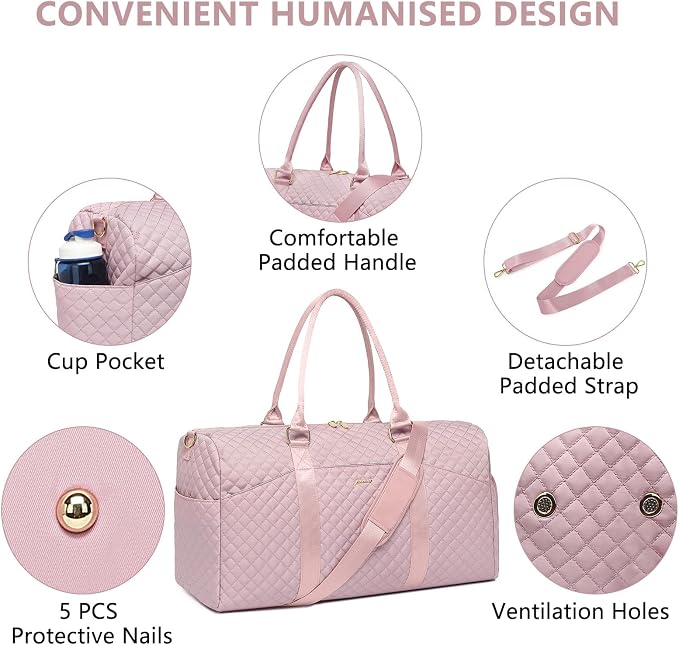 Women Weekender Travel Duffle Bag: Travel Duffel Overnight Bags with Shoe Compartment Large Carry on Tote with Toiletry Bag Weekend Traveling Yoga Gym Hospital Bag for Women with Wet Pocket 3 PCS Set