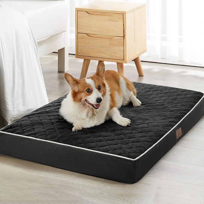 WNPETHOME Orthopedic Waterproof XL Dog Bed for Crate Cozy Sleep | Extra Large Washable Dogs Bed with Removable Cover, Multi-Needle Quilting Dogs XL Crate Bed for Relax , Black 41x27 Inch