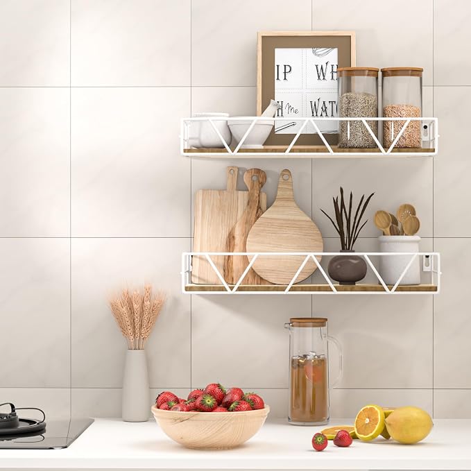 Floating Shelves Set of 3, Wood Wall Shelf, Farmhouse Shelf for Bedroom | Wall Mounted Floating Shelf for Living Room, Bedroom, Bathroom, Kitchen, Office