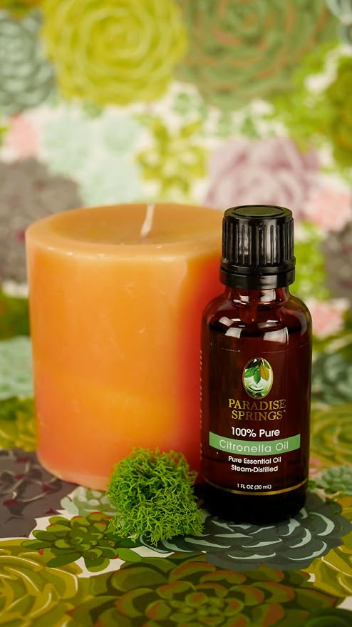 Paradise Springs Citronella Essential Oil, 100% Pure and Natural Citronella Essential Oil for Diffusers for Home Aromatherapy, Massage, Humidifiers, 1 fl oz (30ml)