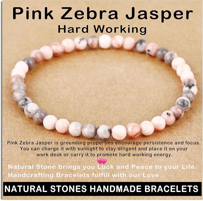AD Beads Handmade Gemstone Stretch Elastic Bracelet Crystal Healing Reiki Nature's Beauty and Spiritual Essence Unisex