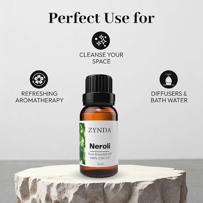 Neroli Essential Oil – 100% Pure & Natural | Organic Neroli Oil for Skin & Face | Uncut • Raw • Very Potent Essential Oils for Skincare, Aromatherapy & Daily Glow - 10ML