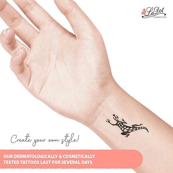 LaDot Temporary Tattoo Stamp– Easy-to-Use Reusable Ceramic Skin Stamp for Creating Custom Temporary Tattoos – Fun Body Art Tool for Parties, Events, and Festivals (Lizard, Medium)