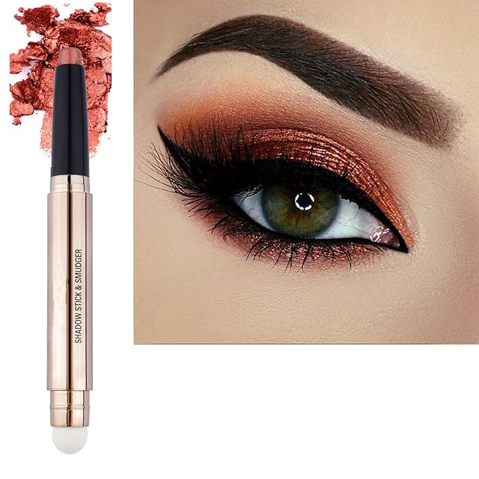 Eyeshadow Stick and Brush, 8colors Copper Shimme 05, Long Lasting, Waterproof, Hypoallergenic, Ideal for Sculpting, Shading & Defining
