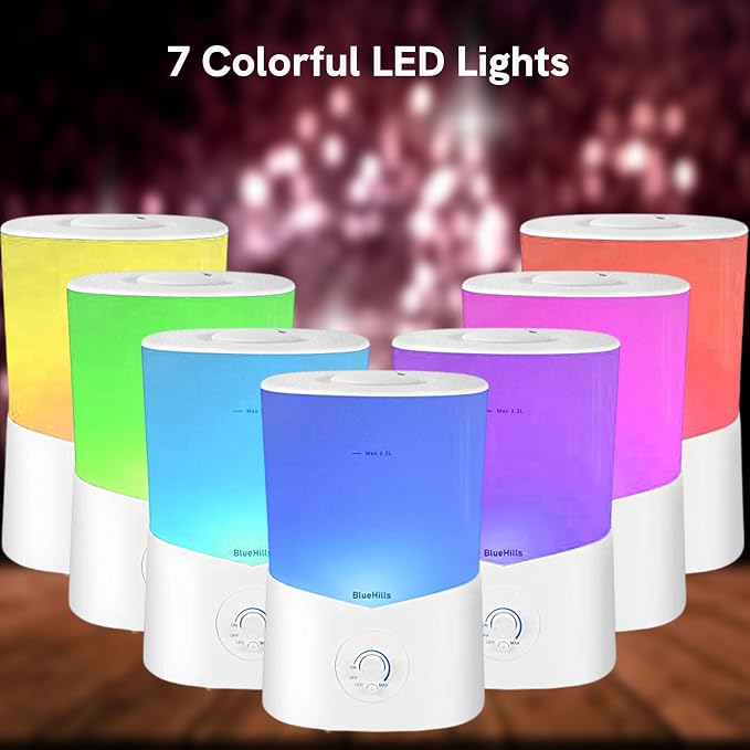 BlueHills Premium 3000 ML XL Essential Oil Diffuser Aroma Humidifier 3 Liter Big Capacity Huge Size Plant Baby Living Room Décor Lights Home High Mist Long Run Time Aromatherapy Diffuser White 3L-K1