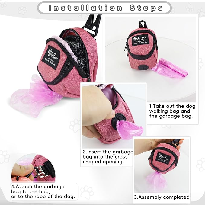 WishLotus Dog Treat Bag, All-in-one Poop Bag Dispenser with Waste Bag Holder Small Dog Training Treat Pouch for Walking Running Playing (Gray)