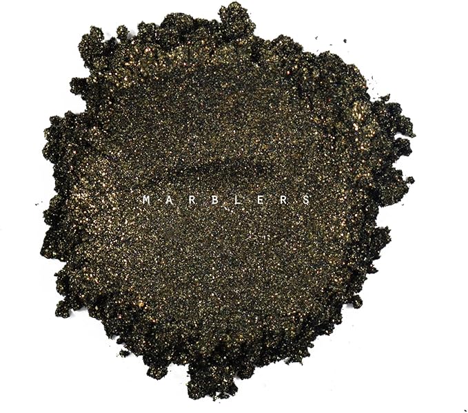 MARBLERS Black Mica Powder [Black Gold Pearl] 4oz (113g) | Cosmetic Grade | Epoxy Resin Pigment, Dye, Non-Toxic, Vegan, Cruelty-Free | Lip Gloss, Nails, Body Butter, Bath Bomb, Candle & Soap Making
