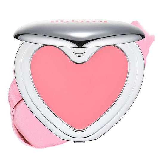 lilybyred Luv Beam Cheek Mousse | Heart-Shaped Korean Cream Blush, Airy Soft-Matte Texture, Soft-Focus & Pore-Blurring Finish, Seamless Buildable, Natural Flush, 0.13 oz. (07 Strawberry Yogurt Mousse)