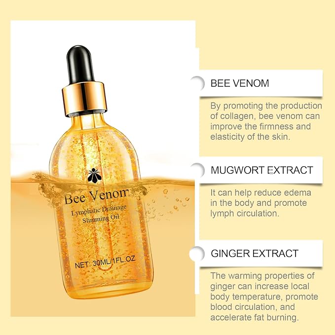 Bee Venom Body Firming Oil – Nourishing Massage Oil for Toning, Shaping, Sculpting Skin, Moisturizing Firming Oil for Belly, Arms, Legs, Women’s Body Care