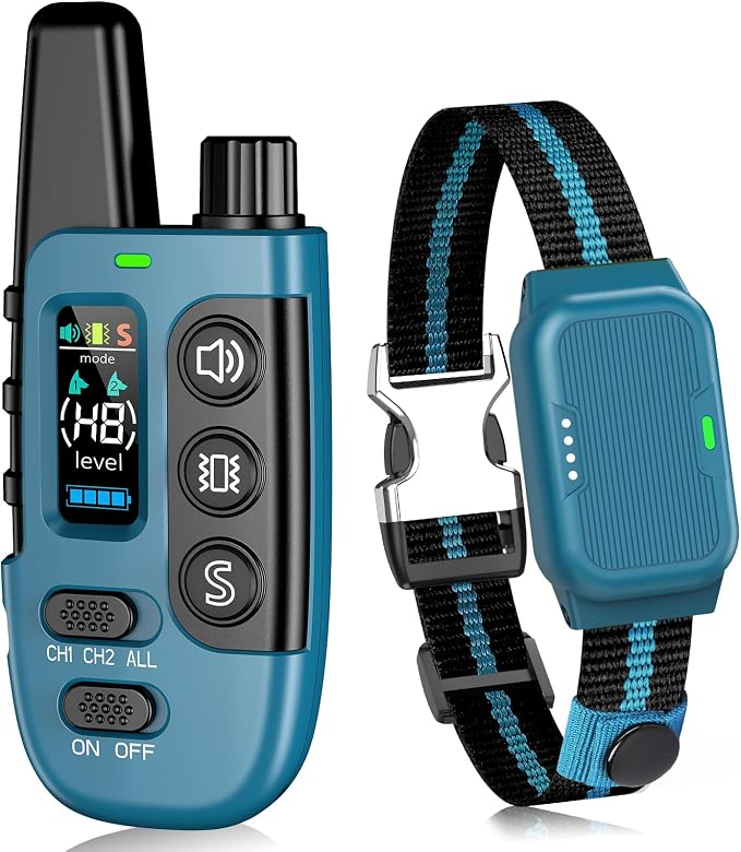 Shock Collar for Dogs, Dog Training Collar with Remote Control | IP67 Waterproof Receiver, Beep, Vibration, Safe Static Modes, Rechargeable，Adjustable Fit for 15–110 lb Dogs