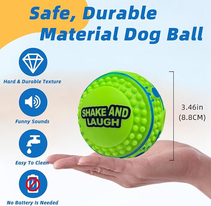 Spiky Interactive Dog Toys Ball, M, 3.46 in (8.8 cm) | Shaking with Gibbering Sound, Training, Teeth Cleaning, Herding, Straight