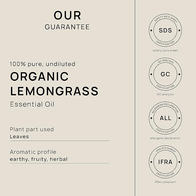 VINEVIDA Organic Lemongrass Essential Oil - Gallon Organic Lemongrass Oil Undiluted - Bulk Gallon Essential Oil for Soap Making