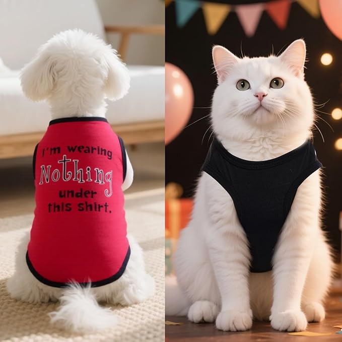 hoyuwak 8 Pieces Pet Shirts Funny Dog Printed Clothes Dog Sleeveless Vests | Breathable Cool Puppy Clothes Dog Outfit for Summer