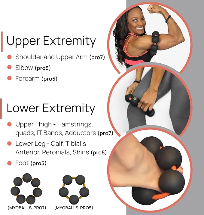 PRIMEKINETIX MyoBalls Foam Roller - Foam Rollers for Muscles, Enhanced Mobility, Deep Tissue & Full Body Massage, Trigger Point Therapy, for Athletes & Active Lifestyles, 1 Set of 5 Balls, Black