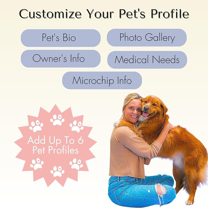 PawFurEver QR Code Dog Tag - Custom Dog Tags/Pet ID Tags for Dogs, Engraved Dog Tag & Pet Tag, Stainless Steel Dog Tags Personalized for Pets (Beach, Rose)