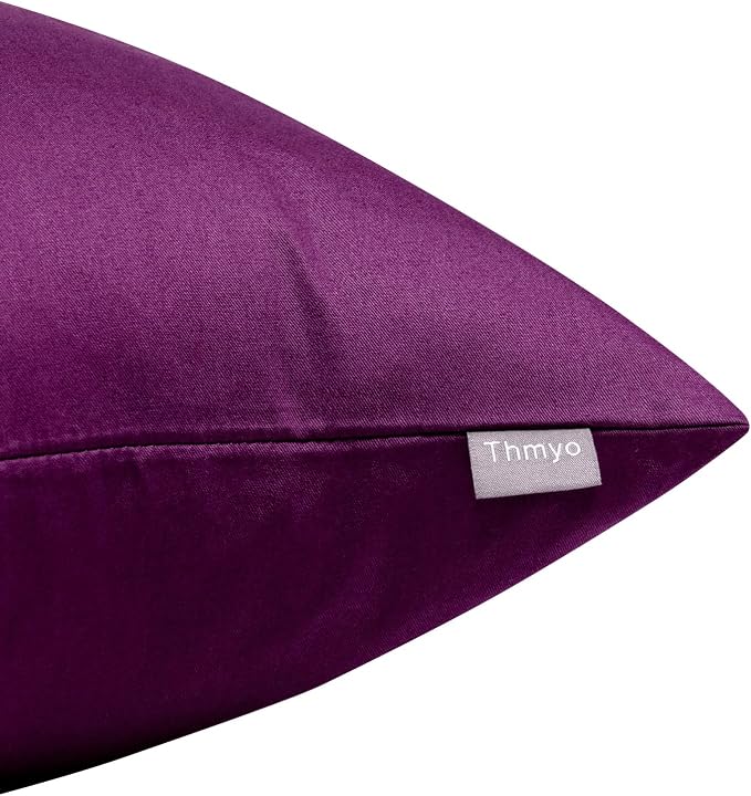 4-Pack 100% Cotton Comfortable Solid Decorative Throw Pillow Case,Thmyo Square Cushion Cover Pillowcase Sublimation Blank Pillow Covers DIY Throw Pillowcase(18x18 inch/ 45x45cm,Dark Reddish Purple)