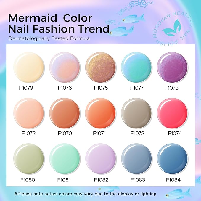 Morovan Pearl Nail Polish Set: Spring Pastel Glitter Mermaid Iridescent Polish 2026 Mini Shimmer Pink Green Blue Nude Coral Cream Summer Manicurist nail polish for Women Girls Gift