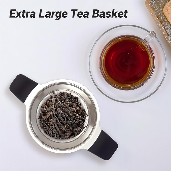 Tifanso Stainless Steel Tea Infuser Steeper Strainer for Loose Leaf Tea, Fine Mesh Reusable Diffusers Ball Bag Filter Holder with Heat Proof Handles for Teapots, Mugs, Cups