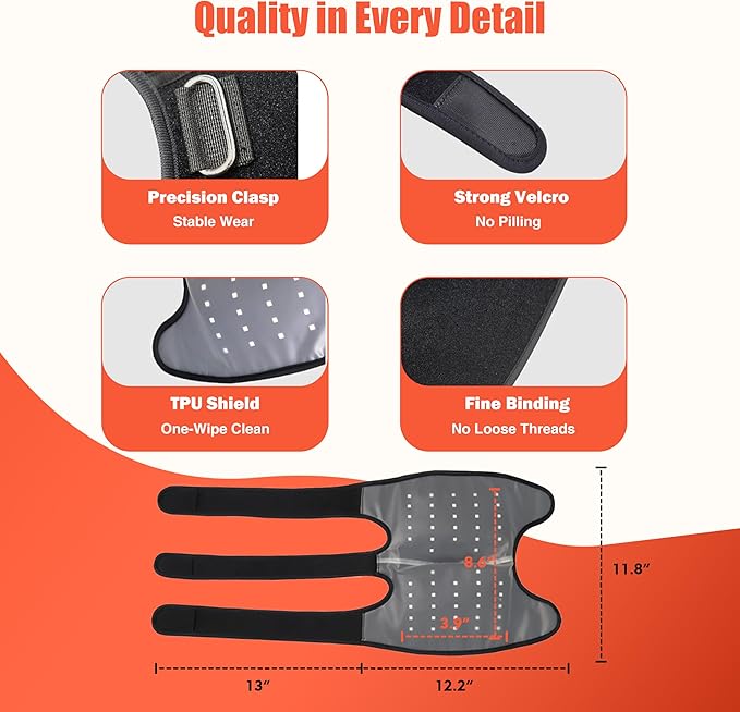 Red Light Therapy Vibration Knee Massager, Vibration & Heat - 5 Massage Zones, 660nm & 850nm Wavelengths, Rechargeable Heating Pad Knee Wrap, Gift for Men and Women