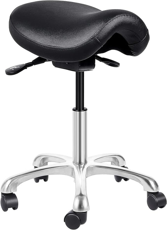 Ergonomic Adjustable Rolling Saddle Stool Chair with Wheels,Hydraulic Heavy-Duty Saddle Stool Rolling Chair for Clinic Dentist Spa Massage Salons Studio