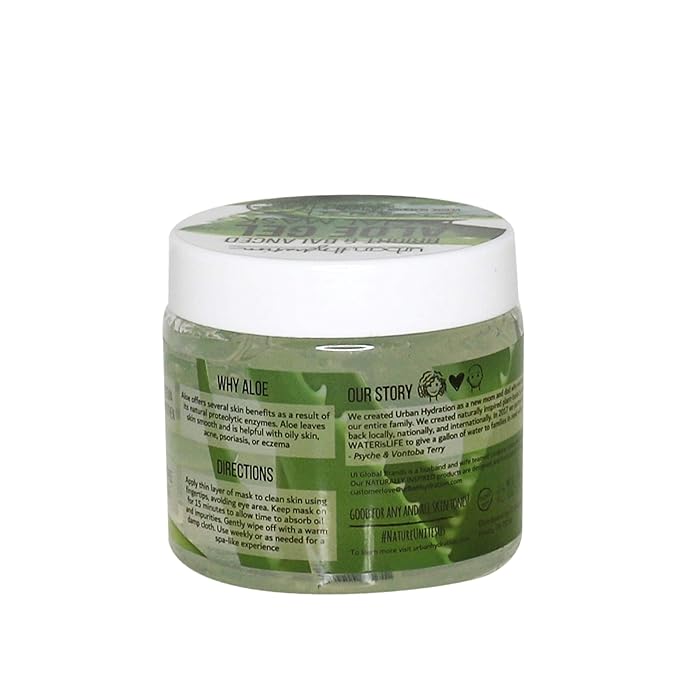 Urban Hydration Bright & Balanced Aloe Vera Leaf Facial Gel Mask | Lightweight, Removes Skin Impurities, Hydrates, Helps with Acne, Benefits For Smooth Skin, All Skin Types | 6.7 Fl Ounce