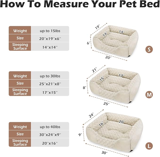 Large Dog Bed Rectangle Washable Orthopedic Soft Calming Sleeping Durable Pet Cuddler with Anti-Slip Bottom