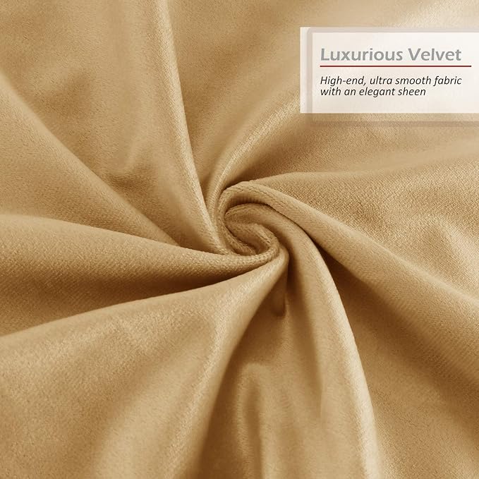Throw Pillow Inserts Pack of 2 with Velvet Soft Solid Decorative Square Throw Pillow Covers Set for Sofa Couch Car Bedroom, 18X18 Throw Pillows Inserts with 16x16 Washable Cushion Covers, Camel Gold