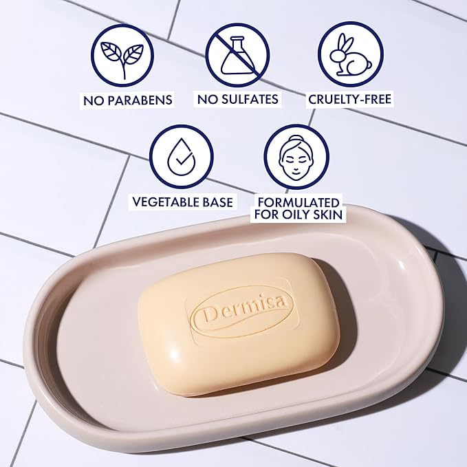 Dermisa Sulfur Bar Soap with Aloe Vera, Helps to Cleanse Oily Acne-Prone Skin and Unclog Pores, Contains Sulfur & Aloe Vera, No Parabens, No Animal Testing, 3 oz (Pack of 3)