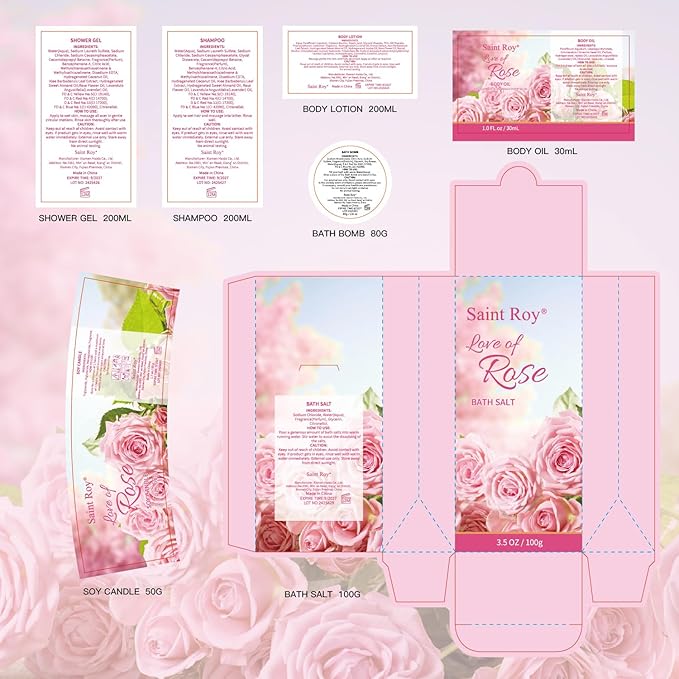 Mothers Day Gifts for Women,Bath Kit Rose Bath and Body Gift, Facial Skin Care Set, Self Care Pampering Kit, Home Spa, Birthday, Mother Day, Bridal Shower, Bath Kit Christmas Gifts for Women