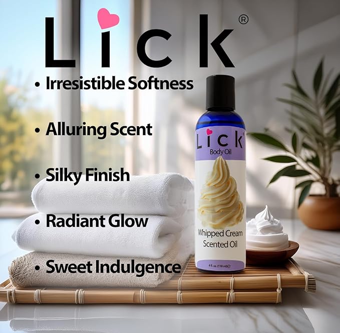 LICK Whipped Cream Creamy Scented Body Oil – Non-Greasy Daily Hydration with Almond Oil & Vitamin E – 4 oz