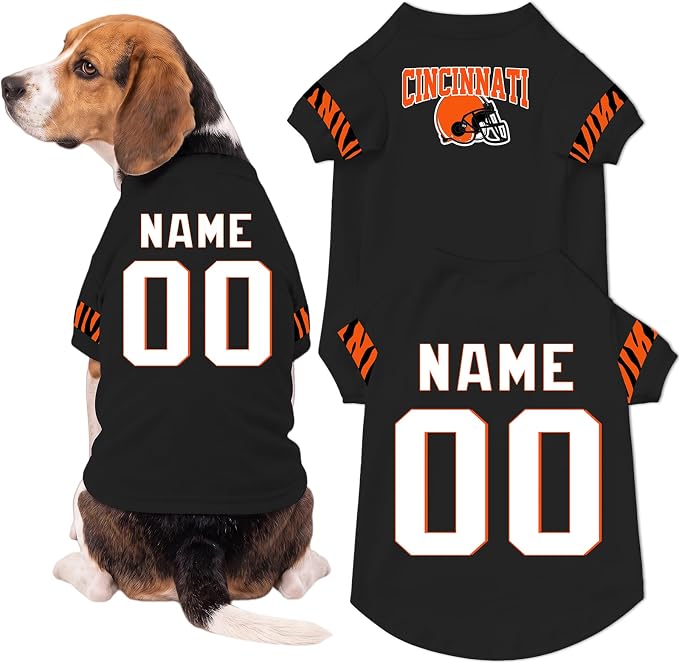 Cincinnati Dog Clothes Personalized Pet Jersey T-Shirt Custom Name Number