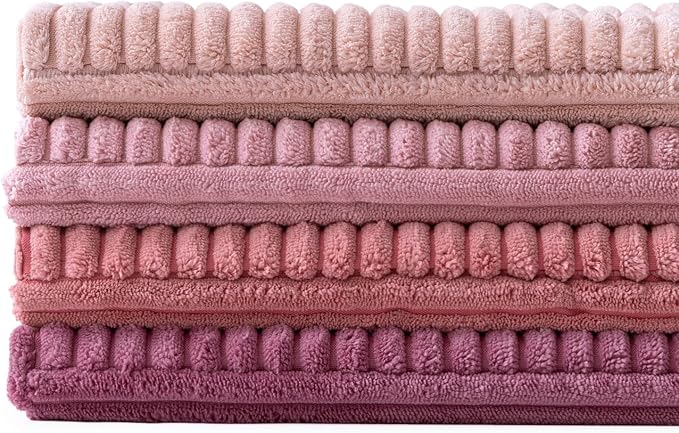 MIULEE Pink Spring Throw Pillow Covers 20x20 Inch Set of 4 Boho Farmhouse Cushion Cases Decorative Gradient Pillow Cases Corduroy Striped Home Decor for Couch Sofa Living Room Bed Valentine Decor