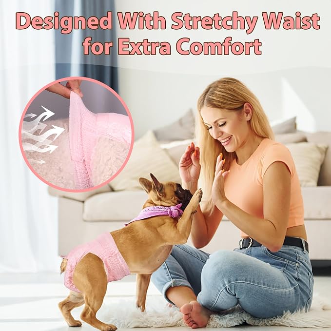 Ambreview Disposable Dog Diapers Female, Just Pull It Up, L 10 PCS | Doggie Diapers for Female Dogs • Strong Absorbency • Leak-Proof Protection • Ideal for Dogs in Heat, Senior & Disabled Dogs