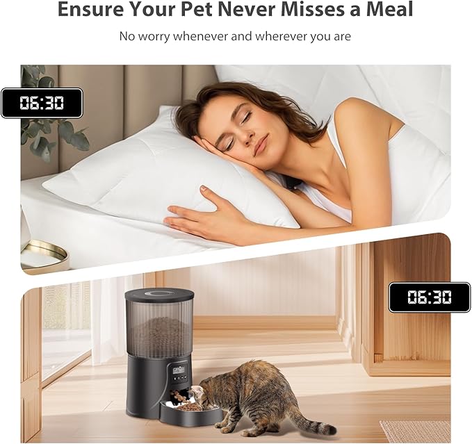 Automatic Cat Feeder: 4L Timed Cats Food Dispenser Programmable | Easy to Set, Dual Power, Precise Portion, Auto Pet Feeder with Stainless Steel, Detachable Washable for Cats and Small Dog