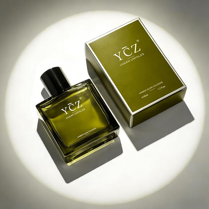 Ycz AMBER GLOW Cologne for Men Aromatic Citrus Fragrance with Bergamot, Crisp Apple & Warm Woody Notes, 1.7oz Eau de Parfum, Premium Men's Perfume for Office, Casual & Daily Wear
