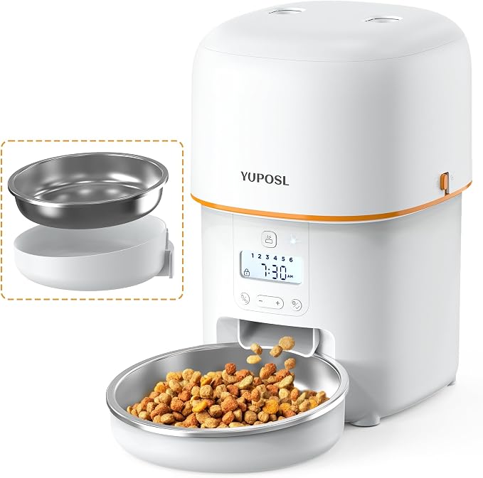 Yuposl Automatic Cat Feeders - 2L Cat Food Dispenser Easy to Use, Timed Automatic Pet Feeder with Over 180-day Battery Life, 1-6 Meals Dry Food Programmable Portion Control Also for Dogs