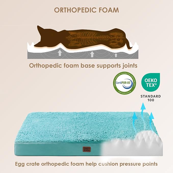 EHEYCIGA Orthopedic Dog Bed Extra Large with Removable Washable Cover, 41IN | Egg Crate Foam Support, Durable Oxford fabric, Non-Slip Bottom, Machine Washable, Soft Waterproof Plush Pet Bed Mat For Crate