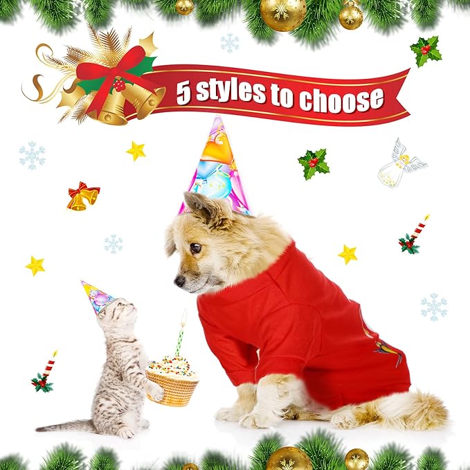 5 Pack Christmas Dog Shirts Christmas Santa Pet Clothes, L Fits 8-11 Lbs | Soft Fabric Xmas Snowman Costume, Winter Puppy Outfit for Dogs Cats Pet, Festive Holiday Party Apparel, Cozy Christmas Shirts