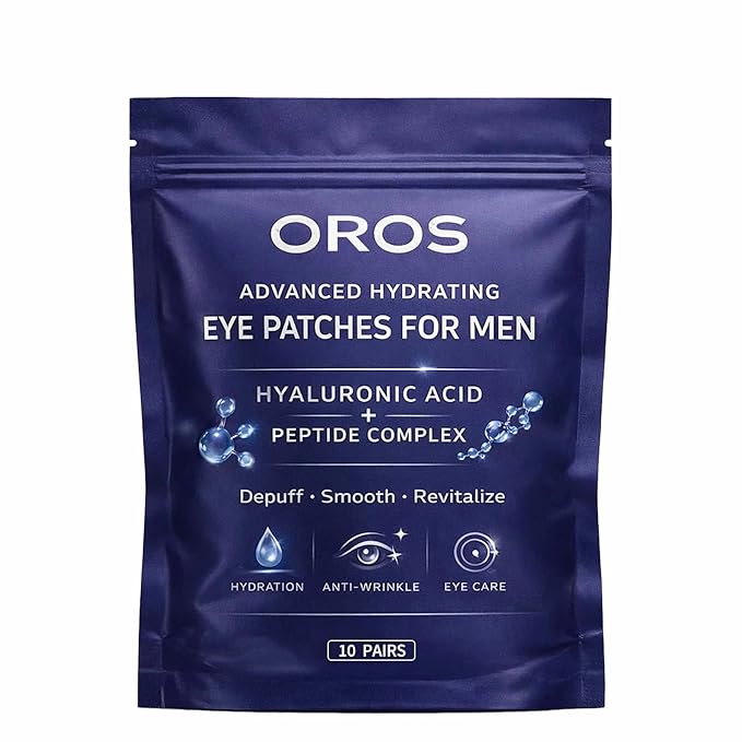 OROS Hydrating Under Eye Patches for Men, fpr Reduce puffiness, smooth fine lines, and brighten the skin around the eyes,10 Pairs