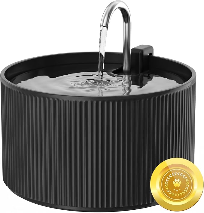 Wonder Creature Ceramic Cat Water Fountain 2.2L/74oz (Black) | Quiet Pet Fountain with BPA-Free Ceramic Material, Triple Filtration System, Easy Cleaning Design for Cats and Dogs