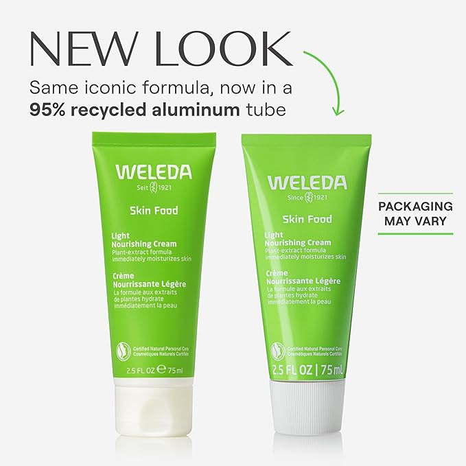 Weleda Skin Food Light Nourishing Body Cream 2.5 Fluid Ounce, Plant Rich Hydrating Moisturizer with Chamomile, Calendula and Pansy