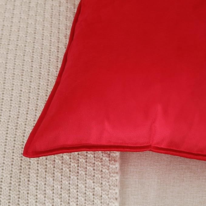 JIAHANNHA Velvet Red Throw Pillow Covers 12”x20”Pack of 2 Soft Decorative | Square Cushion Covers for Couch Sofa Bed Livingroom Car Home Decor,30x50Cm