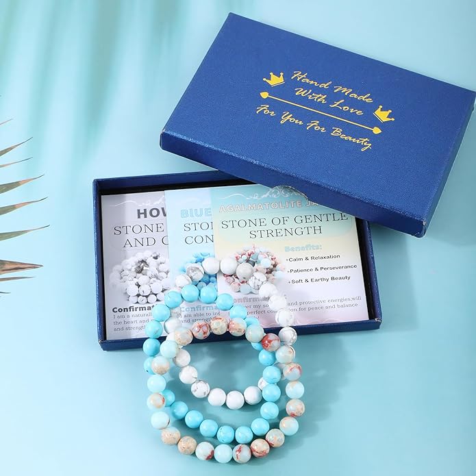 NCB 2.3-Piece 4mm Natural Crystal Gemstone Stretch Bracelets – Handmade Reiki Energy Healing Jewelry for Meditation,Yoga, Unisex