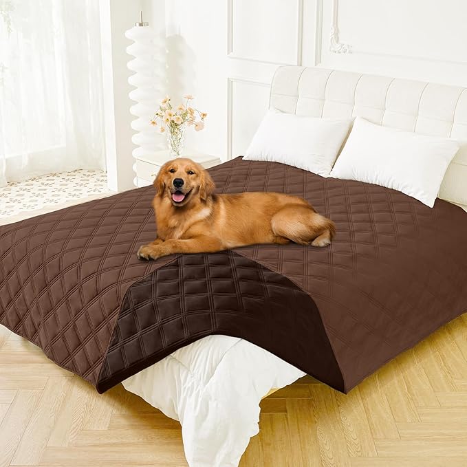 Smiry Waterproof Dog Bed Cover, Reversible Pet Blanket for Sofa Couch | Soft Washable Dog Blanket, Leakproof Couch Cover for Dogs Cats & Furniture Protection, 82x102, Brown/Chocolate