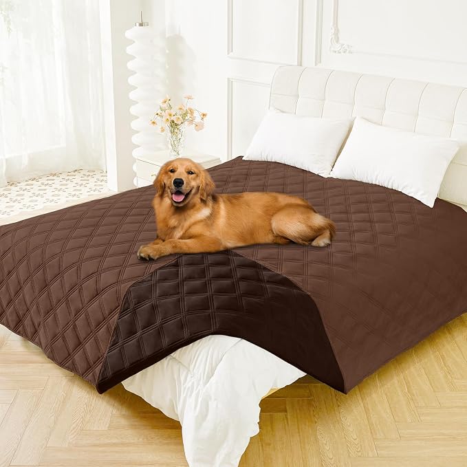 Smiry Waterproof Dog Bed Cover, Reversible Pet Blanket for Sofa Couch | Soft Washable Dog Blanket, Leakproof Couch Cover for Dogs Cats & Furniture Protection, 82x82, Brown/Chocolate
